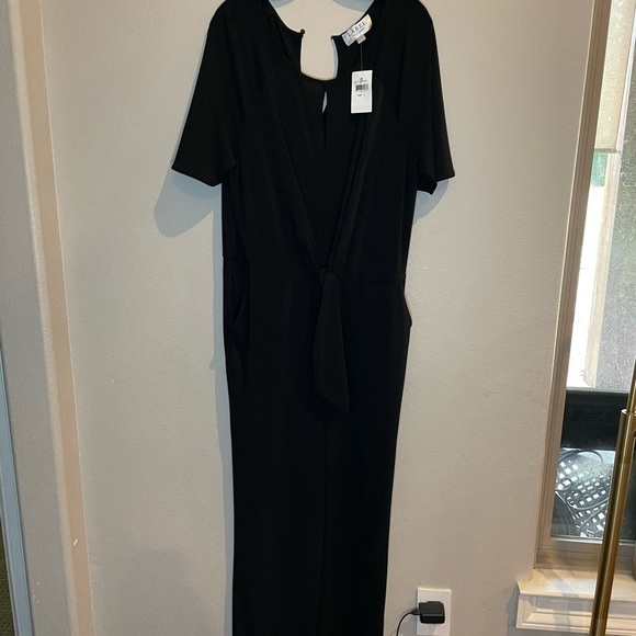 NWT Label by 5 Twelve  Wide Leg V Neck Jersey Jumpsuit Romper Black POC… - Picture 2 of 11